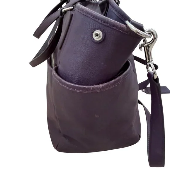 Coach Women's Bag Eggplant Purple Leather Straps Baby Diaper Bag Travel 26353 - Picture 2 of 12